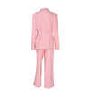 Women Pink Linen Blazer Pants Set Chic Oversized Casual 2 Piece Co Ord Long Pant Sets Work Vacation Casual Outwear