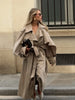 Solid Lace Up Long Trench Coat Women Full Sleeve Lapel Single Breasted Loose Outerwear Lady Autumn Daily Highstreet Coat