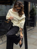 Irregular Draping Knitted Shawl Jumper Knitwear Loose Elegant Cape French Minimalist Cloak Knit Sweater Women Top Spring