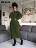 Women Long Sleeve Tassel Bodycon Midi Knit Straight Maxi Dress Autumn Winter O-neck Sweater Vestidos Dresses