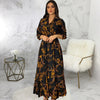 Digital Printed Single Breasted Long Dress Spring Autumn Women Women's Casual Long Sleeved Shirt Collar Dress