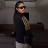 Street Women Jacket Urban Button V-neck Long Sleeve Patchwork Panelled Female Coat Spring Autumn Chic Lady Outwears
