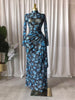 Women Floral Print O-neck Ruched Bodycon Long Maxi Dress Spring Evening Birthday Club Party Vestidos Sexy Dresses