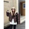 Hooded Short Parkas Women Black Patchwork Puffer Jacket Winter Streetwear Down Coats Korean Cotton Padded Outerwears