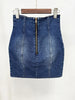 Designer Runway Blazer Women's Slim Fitting Double Breasted Lion Buttons Denim Jacket Mini Skirt