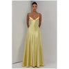 Solid Color Satin Bustier Women Maxi Dress Yellow Spaghetti Strap V Neck Waist-cinching Dresses Party Vestidos