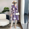 Sanzhai Pleated Ladies Windbreaker Coat Spring Autumn Single Breasted Stand Neck Printed Jacket Women Thin Long Outwear 4XL