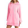 Women Hoodie Dress Slit Hem Drawstring Loose with Big Pocket Hooded Pullover Mid Length Top Commuting Dating Sport HoodieCYXX385