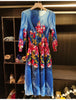 Niche Design Printed Lantern Sleeve Women's Dress Elegant Round Collar Elastic Famale Clothing 2DB6610