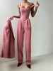 3 Pieces Herringbone Women's Suits Pants Set Top Bra+Blazer+Trousers or Skirt Formal Office Lady Prom Jacket Coat Winter Outfit