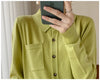 Women's Elegant Spring Knitted Cardigan Wool Polo Neck With Pockets Solid All-Match Casual Soft Tops Coats ZB1047006