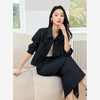 Women's Vintage Elegant Denim Skirt Set Long Sleeve Lapel Denim Jacket Split A-line Skirt Office Lady Denim Suits M8307