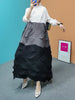 Diamond Pleated Maxi Dress for Women Full Sleeves Color Block Fold Turtleneck Loose Dresses Autumn 8GR2395