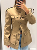 Elegant Stand Collar Trench Coats Women Y2K Long Sleeve Pockets Waist Jacket Autumn Street Lady Single Breasted Outerwear