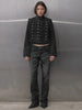 Y2K Retro Hussars Jacket Stand Collar Double Breasted Button Cropped Jacket Napoleon Old Money Blk Denim Jacket Women Boxy Coat