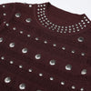 Spring And Autumn Elastic Knitted Round Neck Slim Fit Metal Sheet Long Sleeved Women's Dress