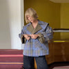 Double Sided Grid Jacket Women's Loose Lapel Long Sleeve Single-breasted Pocket Coat Autumn Lady Streetwear