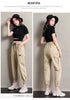 Women Pants Thin Style Solid Casual Pockets Wide Leg Trousers Drawstring Ladies Straight Pants Versatile