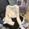 Zip Up Crop Cardigan for Women Long Sleeve Fuzzy Knit Crop Sweater Jacket Shrunken Cardigan Y2K Acubi Outfit
