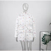 Women's Floral Print Hooded Puffer Jacket with Bow Decor Cute Oversized Winter Warm Coat Loose Casual Feminine Outerwear