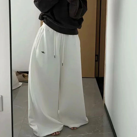 Y2K Vintage Baggy Sweatpants Women Autumn Korean Loose Wide Leg Pants Streetwear Casual Zipper Fly Female Trousers