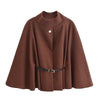 Mujer Belt Poncho Capes Women Black Cloaks Winter Coats Woman Bat Sleeve Cape Coats for Women Women's Cape Jacket