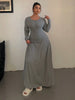 Plus-Size Solid-Color Knit Elegant A-Line Flowy Maxi Dress Women's Long Dress Casual & Commuter Style