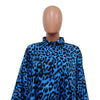 Women Leopard Batwing Long Sleeve Button Front Stand Collar Dress Vintage Streetwear Loose Vestidos Dresses