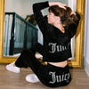 Women's Hooded Sweatshirt Suit Zipper Cardigan Diamond Street Velvet Casual Female Pants 2-piece Set