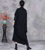 Woman Autumn Mock Neck Loose Long Sleeves Dress Chinese Style Contrast Batwing Sleeve Casual Dress