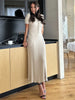 Women's High Waist Knitted Rib Slim Maxi Dress Casual Loose Elegant Temperament Long Dress for Autumn Femme Solid Color Dress