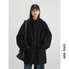 Women's Woolen Coat Loose Solid British Hooded Jackets Drawstring Mid-length Ladies Windbreaker Autumn Winter