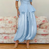 Loose Satin Lantern Pants High Waist Elastic Crepe Loose Bloomers Elegant Long High Waist Trousers Women