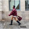 Stand Collar Layered Zipper Cotton Jacket Woman Loose Solid Color Long Sleeves Casual Coat Versatile Street Women's Warm Jackets