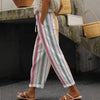 Women's Trousers Vertical Striped Drawstring Elastic Waist Pocket Street Versatile Casual Pants