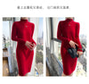 Autumn And Winter 100% Pure Wool Ladies Long Sweater Skirt Semi-High Collar Cashmere Dress Large Knit Bottoming Skirt