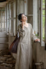Vintage Women Ramie Cotton Dresses V-Neck Long Sleeve Spring Robes Loose Chinese Style Tie-dye A-Line Dress