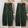 Large Size 4XL Autum Winter Trousers Women Corduroy Straight Leg Pants Retro Ladies Loose Wide-leg Pantalons