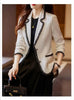 Autumn Winter Ladies Casual Blazer Women Black Green Beige Plaid Jacket Female Long Sleeve Single Breasted Slim Coat
