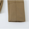 Women Khaki Cargo Two‑Piece Outfit Stand Collar Gold Button Slim Jacket High Waist Shorts Autumn Vintage Street Matching Set