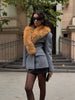 Chic Women Double Breasted Wool Blazer Coat Detachable Faux Fox Fur Collar Slim Fit Short Woolen Jacket Lady Winter Outerwears