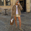 Chic Suede Women Bomber Jacket Women Long Sleeve Pockets Straight Loose Coat Fall Winter Streetwear Outwear
