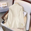Autumn Winter Office Elegant Temperament Metal Buttons Coat Ladies Vintage Double-breasted Black Outerwear Women