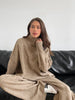 turtleneck sweater set women's European, American autumn and winter loose casual lazy thickened knitted trousers set
