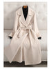Patchwork Long Double sided 100% wool coat women spring autumn slim elegant jacket Korean casaco feminino
