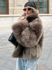 Brown Faux Fur Thicken Coat Women Lapel Long Sleeve Warm Winter Jacket Lady Chic Snap Button High Street Elegant Outerwear