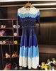 Designed Women's Pleated Dress O-neck Loose Fit Color Block Beaded Long Sleeve Famale Clothing 2DB6598