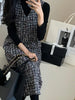 Women Dresses Tweed Japanese V Neck All Match Sequined Vestidos Mujer Korean Autumn Robe Femme Chic Clothes