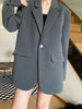 Casual Oversized Black Blazer for Women Korean Style Single Button Suit Jacket Woman Spring Autumn Loose Notched Collar Blazers
