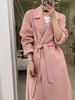 Pink Double Sided Cashmere Coat Women's Mid Length Autumn Winter High End Split Belt Coats Streetwear 2DA7712